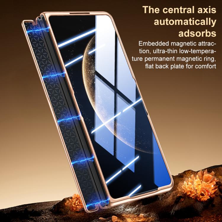 For Huawei Mate X7 Genuine Leather Film Integrated Magnetic Central-axis Phone Case