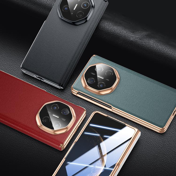 For Huawei Mate X6 Genuine Leather Film Integrated Magnetic Central-axis Phone Case