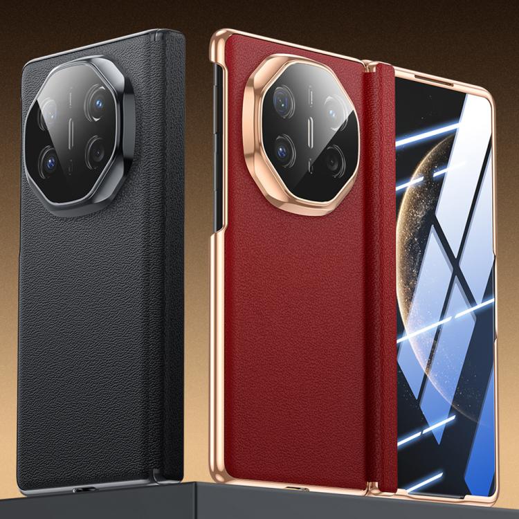 For Huawei Mate X6 Genuine Leather Film Integrated Magnetic Central-axis Phone Case