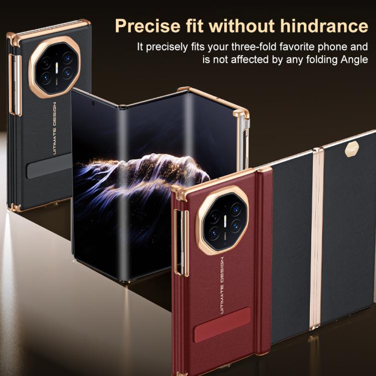 For Huawei Mate XTs Ultimate Spray-coated Vegan Leather Holder Dual-axis Phone Case