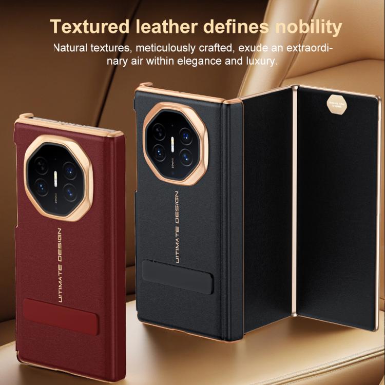 For Huawei Mate XTs Ultimate Spray-coated Vegan Leather Holder Dual-axis Phone Case