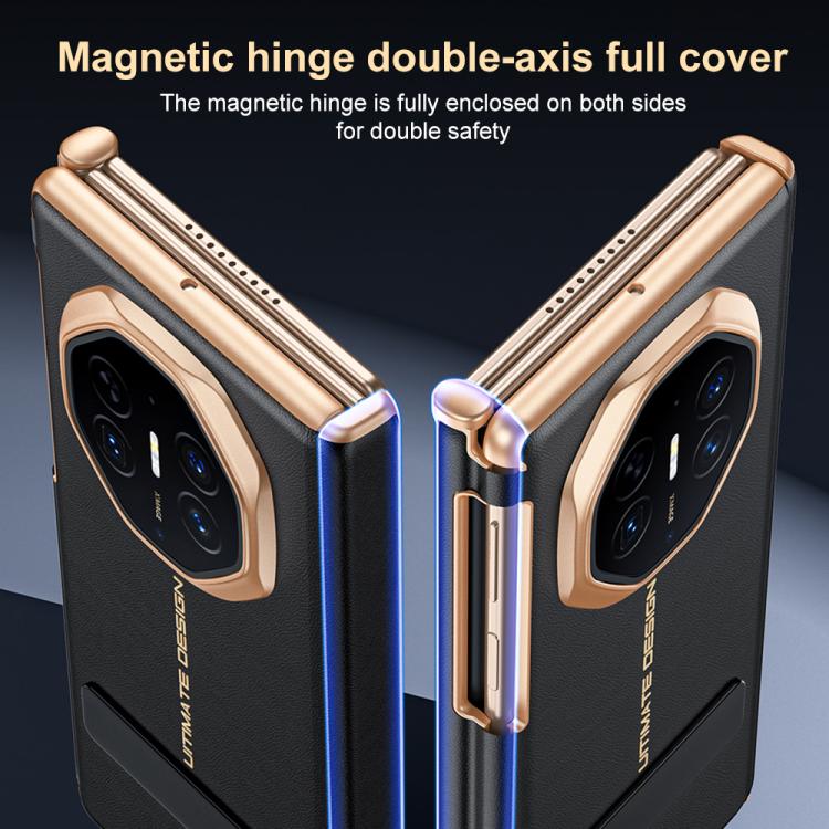For Huawei Mate XTs Ultimate Spray-coated Vegan Leather Holder Dual-axis Phone Case