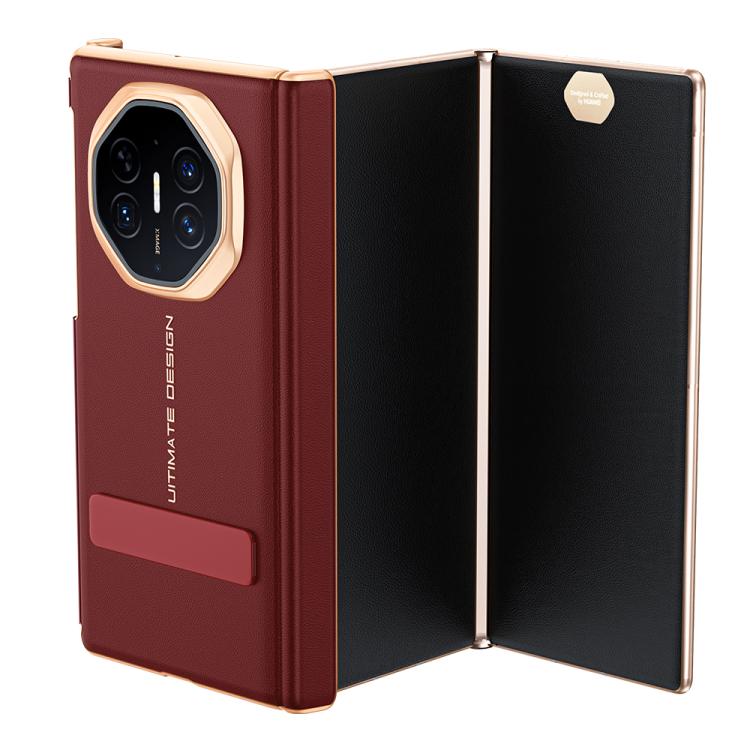 For Huawei Mate XTs Ultimate Spray-coated Vegan Leather Holder Dual-axis Phone Case