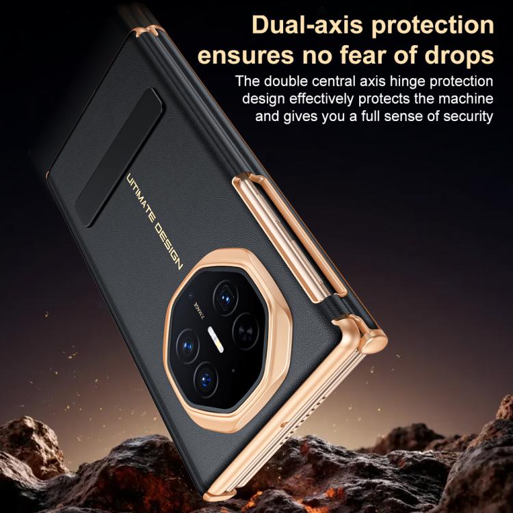 For Huawei Mate XTs Ultimate Spray-coated Vegan Leather Holder Dual-axis Phone Case