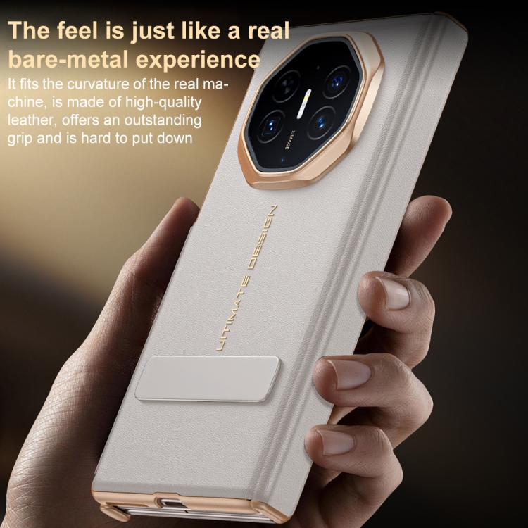 For Huawei Mate XTs Ultimate Spray-coated Vegan Leather Holder Dual-axis Phone Case