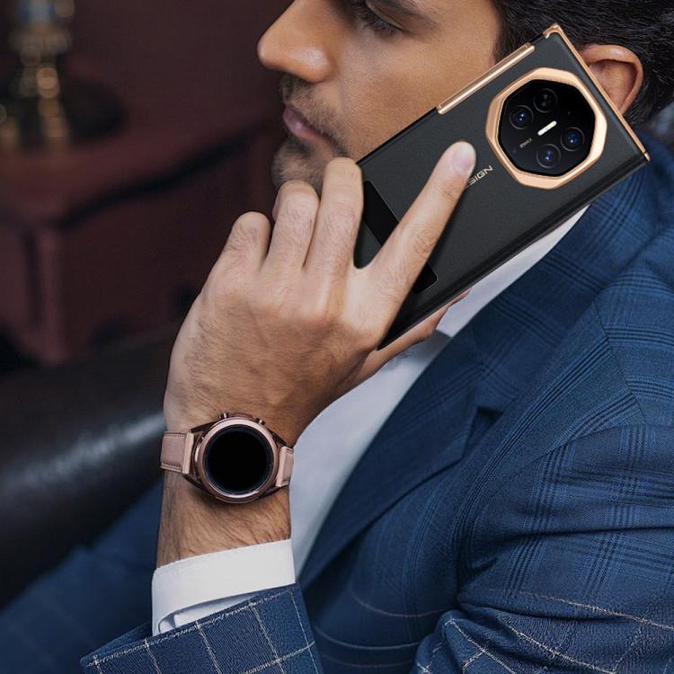 For Huawei Mate XTs Ultimate Spray-coated Vegan Leather Holder Dual-axis Phone Case