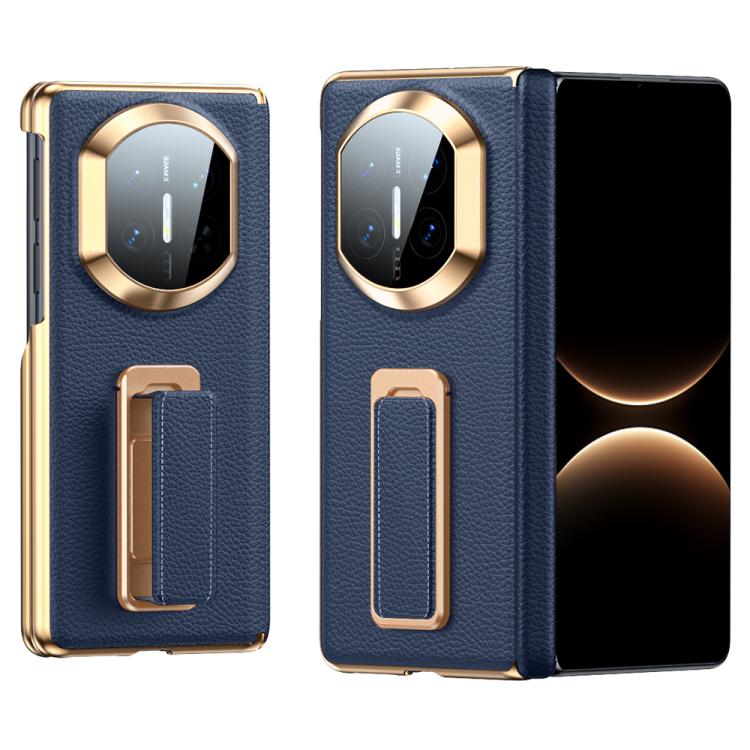 For Huawei Mate X7 2 in 1 Wristband Holder Dual-axis Genuine Leather Phone Case