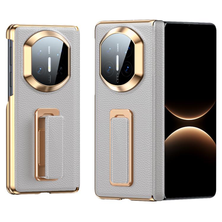 For Huawei Mate X7 2 in 1 Wristband Holder Dual-axis Genuine Leather Phone Case