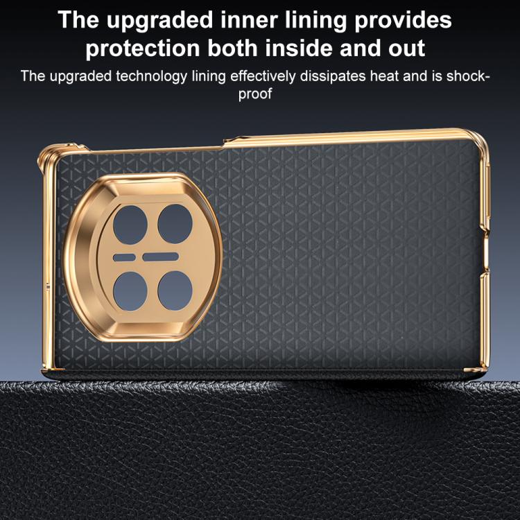 For Huawei Mate X7 2 in 1 Wristband Holder Dual-axis Genuine Leather Phone Case