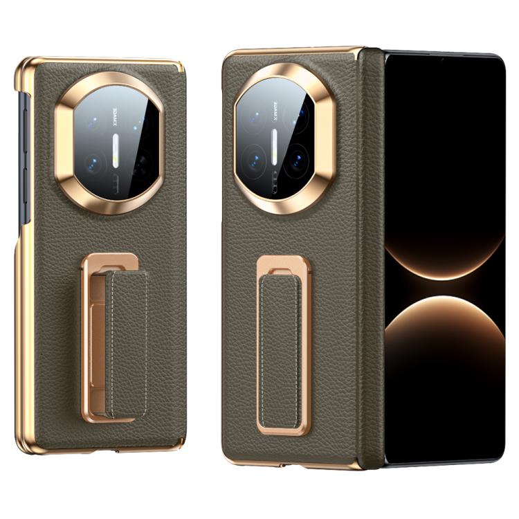 For Huawei Mate X7 2 in 1 Wristband Holder Dual-axis Genuine Leather Phone Case