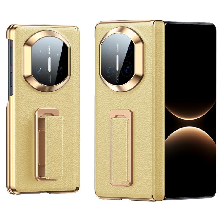 For Huawei Mate X7 2 in 1 Wristband Holder Dual-axis Genuine Leather Phone Case