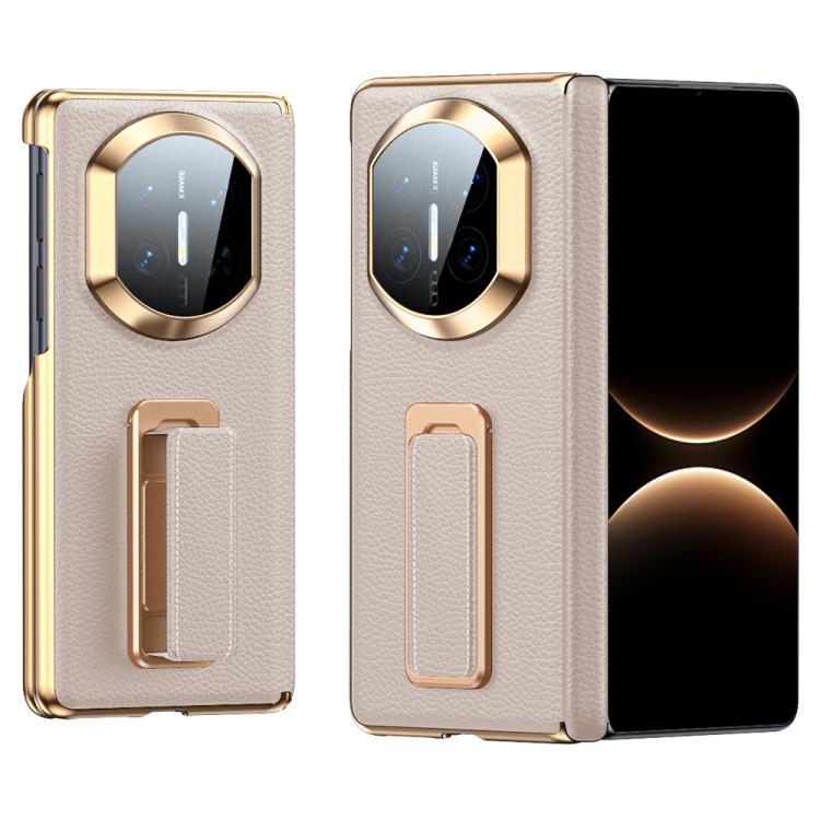 For Huawei Mate X7 2 in 1 Wristband Holder Dual-axis Genuine Leather Phone Case