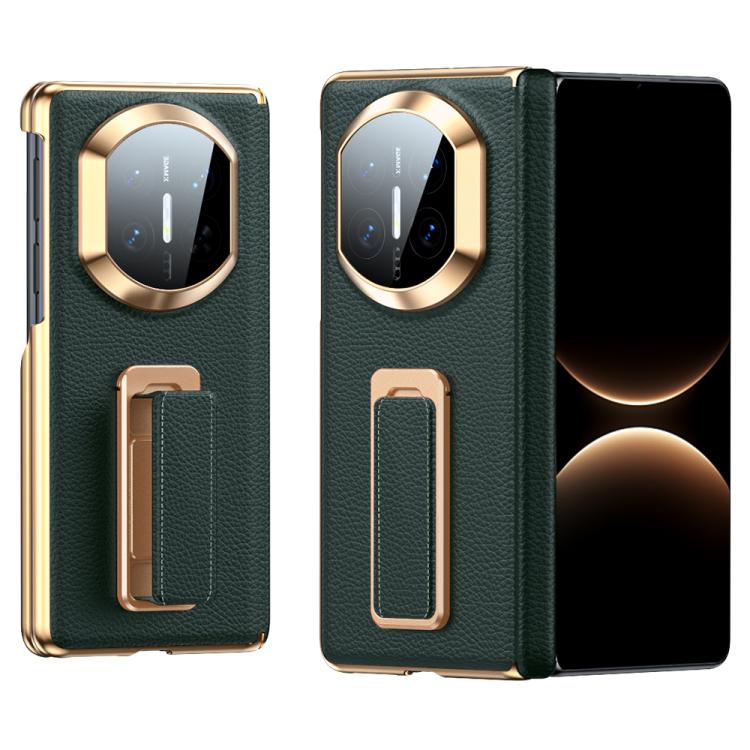 For Huawei Mate X7 2 in 1 Wristband Holder Dual-axis Genuine Leather Phone Case