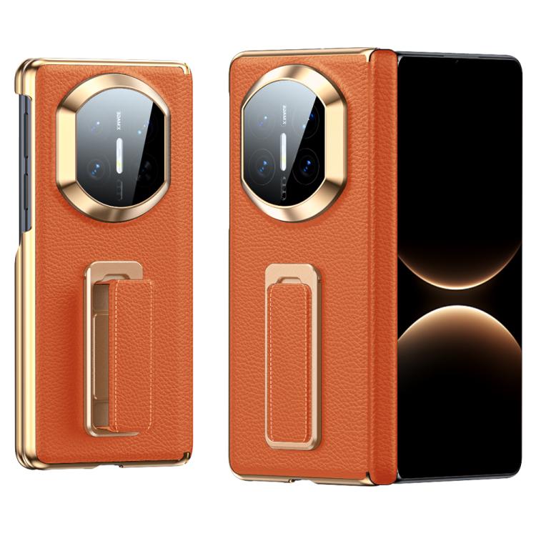 For Huawei Mate X7 2 in 1 Wristband Holder Dual-axis Genuine Leather Phone Case