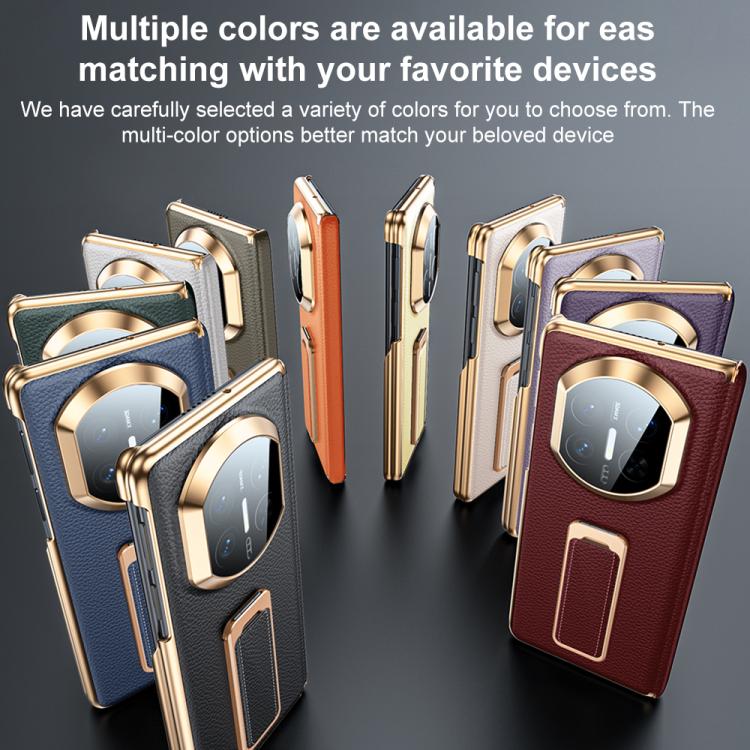 For Huawei Mate X7 2 in 1 Wristband Holder Dual-axis Genuine Leather Phone Case
