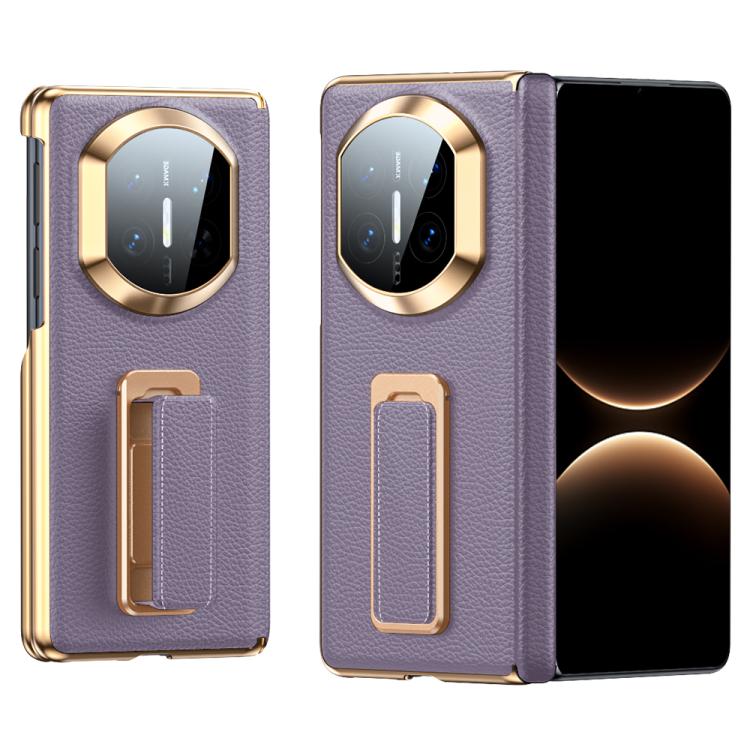For Huawei Mate X7 2 in 1 Wristband Holder Dual-axis Genuine Leather Phone Case