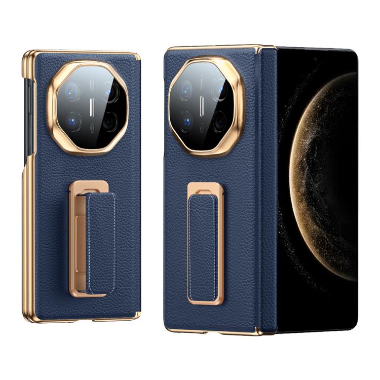 For Huawei Mate X6 2 in 1 Wristband Holder Dual-axis Genuine Leather Phone Case