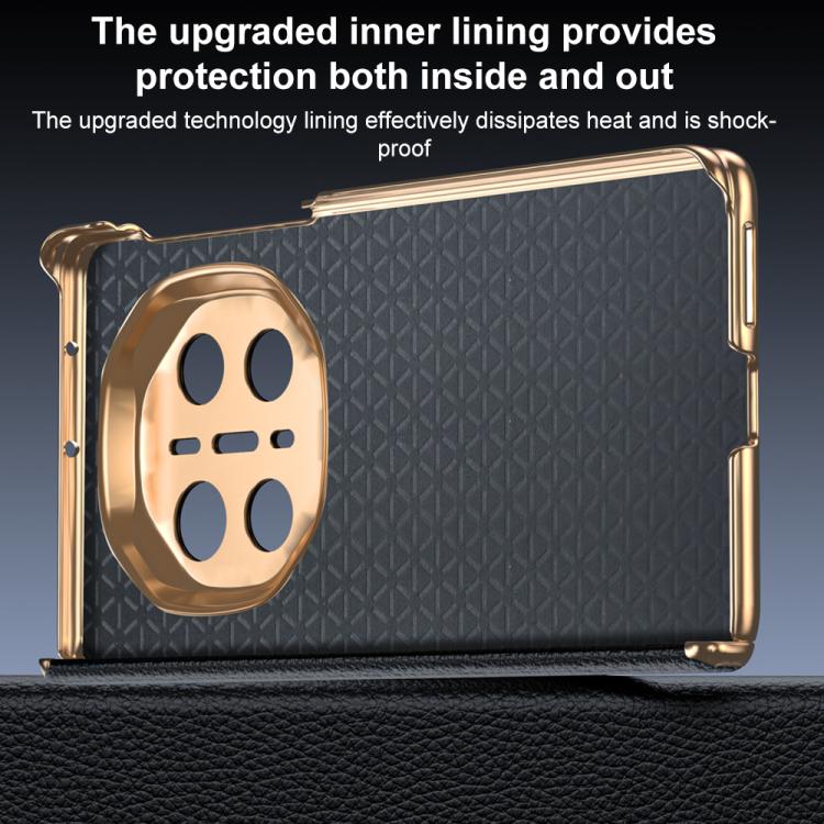 For Huawei Mate X6 2 in 1 Wristband Holder Dual-axis Genuine Leather Phone Case