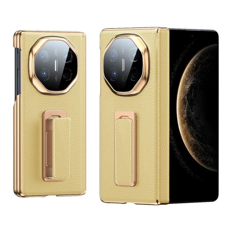 For Huawei Mate X6 2 in 1 Wristband Holder Dual-axis Genuine Leather Phone Case