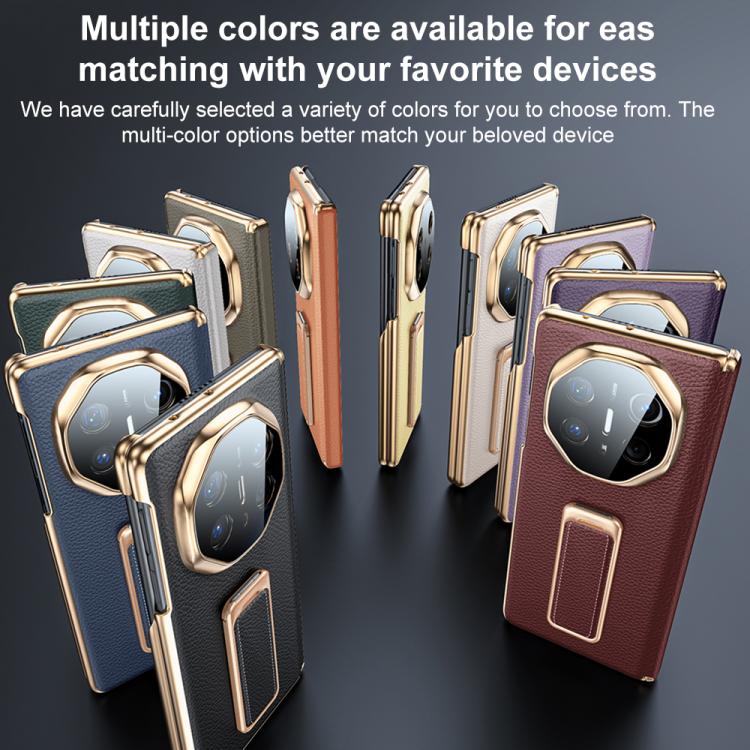 For Huawei Mate X6 2 in 1 Wristband Holder Dual-axis Genuine Leather Phone Case