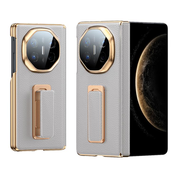 For Huawei Mate X5 2 in 1 Wristband Holder Dual-axis Genuine Leather Phone Case
