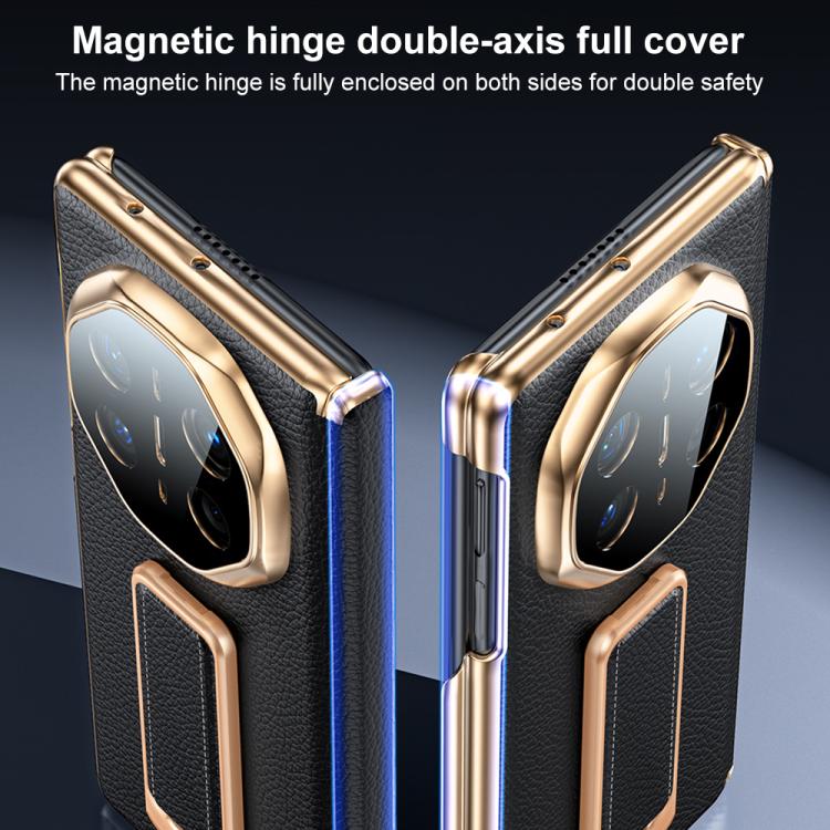 For Huawei Mate X5 2 in 1 Wristband Holder Dual-axis Genuine Leather Phone Case