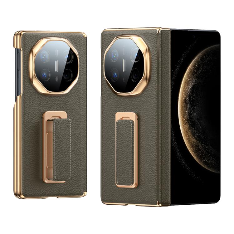 For Huawei Mate X5 2 in 1 Wristband Holder Dual-axis Genuine Leather Phone Case