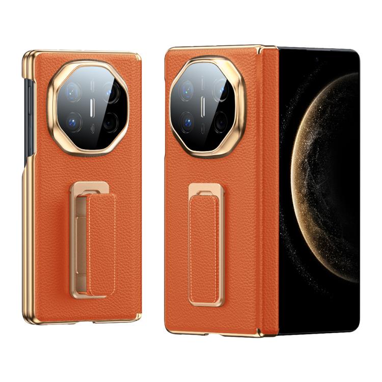 For Huawei Mate X5 2 in 1 Wristband Holder Dual-axis Genuine Leather Phone Case