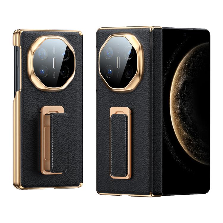For Huawei Mate X5 2 in 1 Wristband Holder Dual-axis Genuine Leather Phone Case