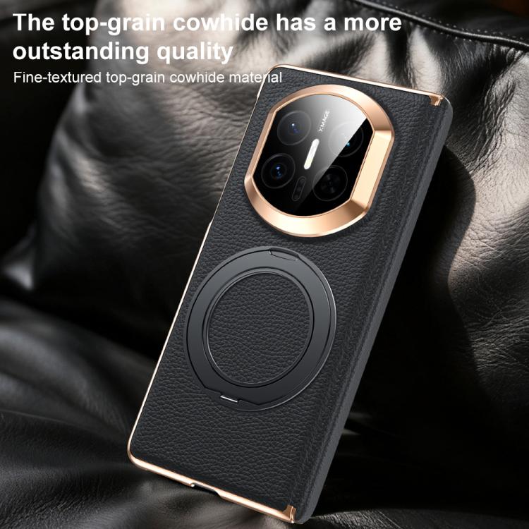 For Huawei Mate X7 2 in 1 Magnetic Holder Dual-axis Genuine Leather Phone Case
