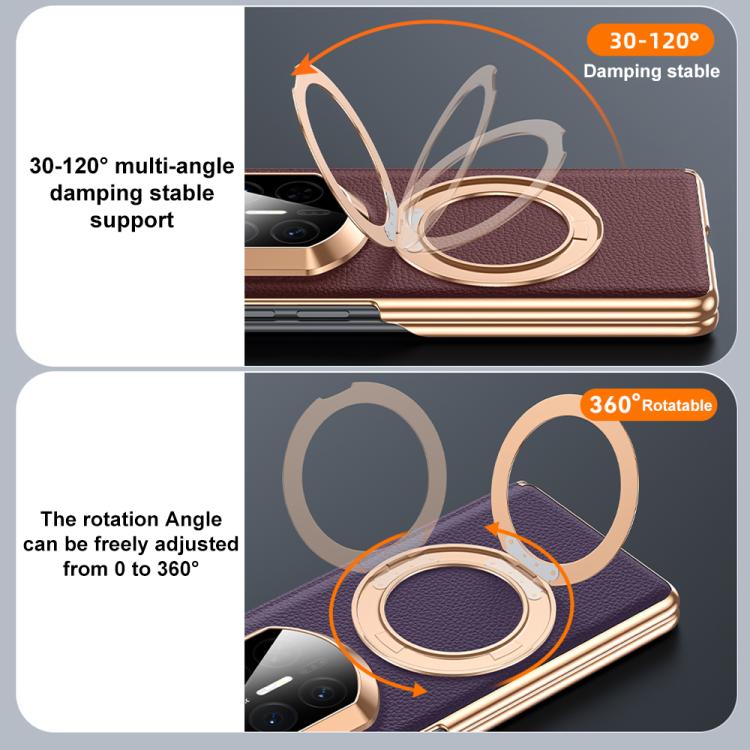 For Huawei Mate X7 2 in 1 Magnetic Holder Dual-axis Genuine Leather Phone Case