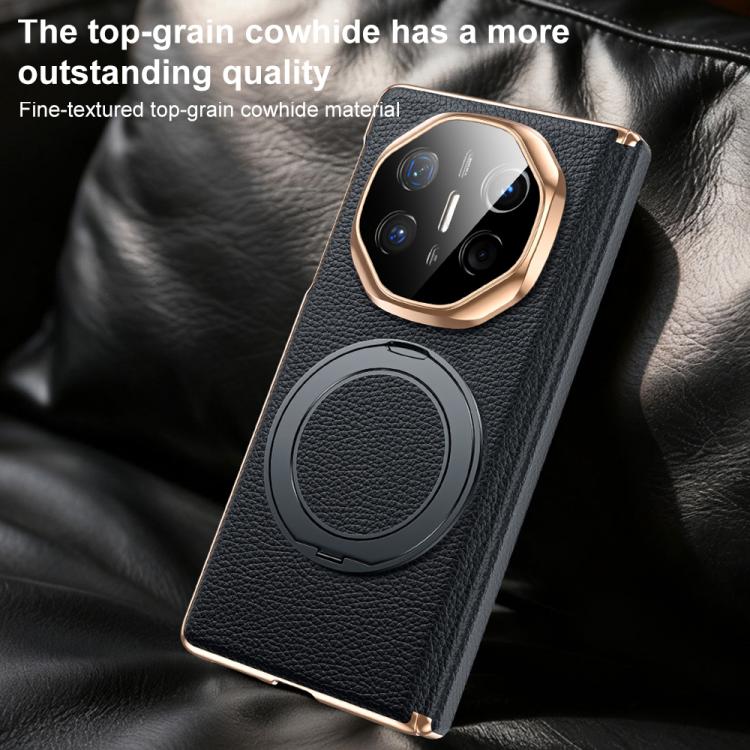 For Huawei Mate X6 2 in 1 Magnetic Holder Dual-axis Genuine Leather Phone Case