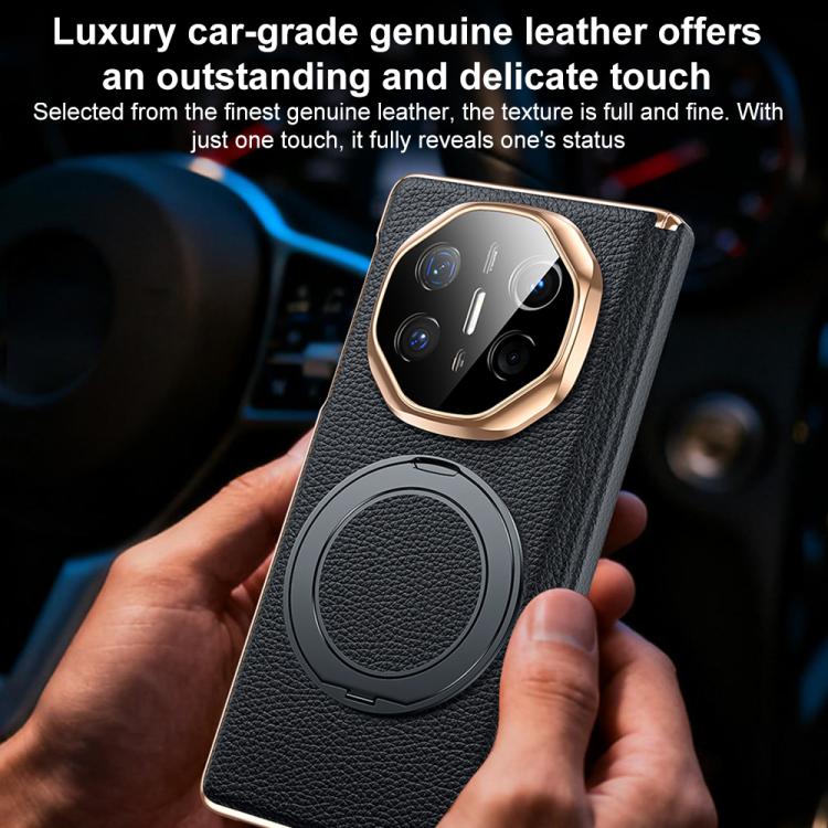 For Huawei Mate X5 2 in 1 Magnetic Holder Dual-axis Genuine Leather Phone Case
