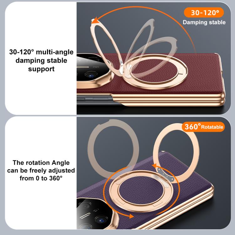 For Huawei Mate X5 2 in 1 Magnetic Holder Dual-axis Genuine Leather Phone Case