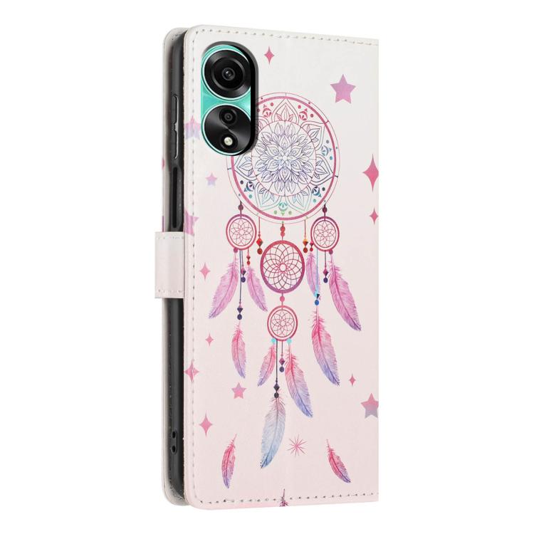 For OPPO A38 Colorful Painting Vegan Leather Phone Case with Lanyard