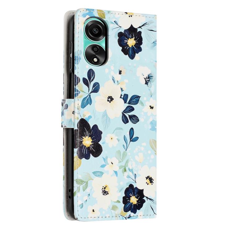 For OPPO A38 Colorful Painting Vegan Leather Phone Case with Lanyard