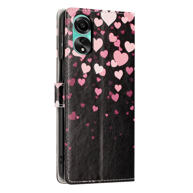 For OPPO A38 Colorful Painting Vegan Leather Phone Case with Lanyard