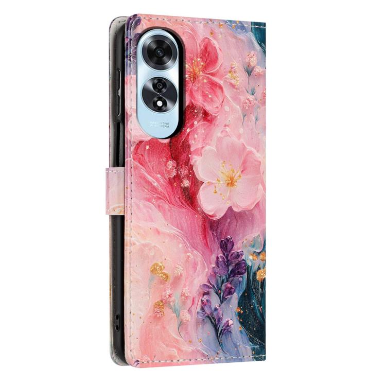 For OPPO A60 5G Colorful Painting Vegan Leather Phone Case with Lanyard