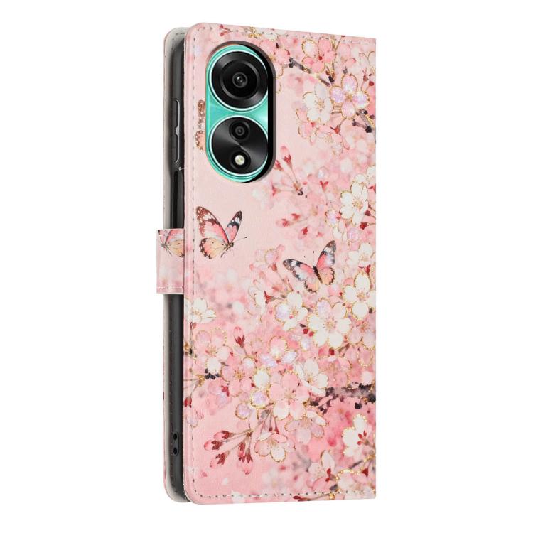 For OPPO A78 Colorful Painting Vegan Leather Phone Case with Lanyard