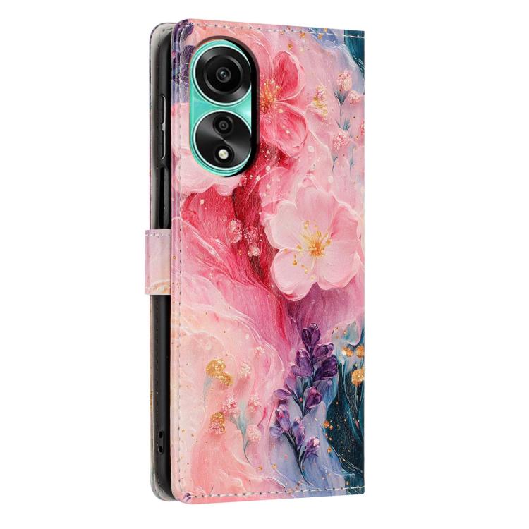 For OPPO A78 Colorful Painting Vegan Leather Phone Case with Lanyard