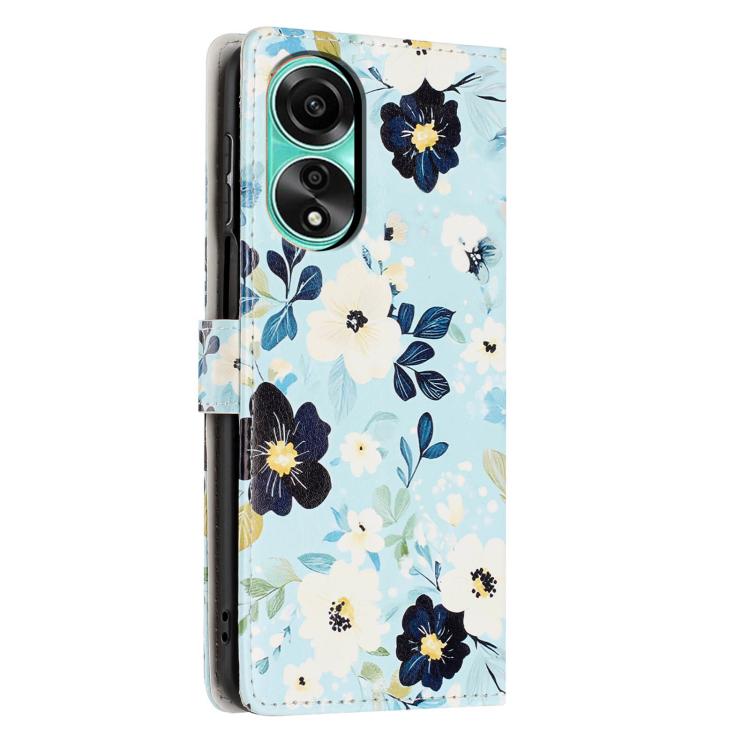 For OPPO A78 Colorful Painting Vegan Leather Phone Case with Lanyard
