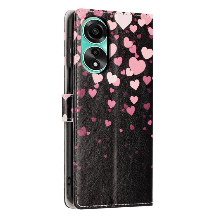 For OPPO A78 Colorful Painting Vegan Leather Phone Case with Lanyard