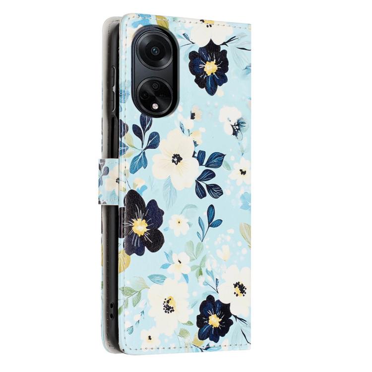 For OPPO A98 Colorful Painting Vegan Leather Phone Case with Lanyard