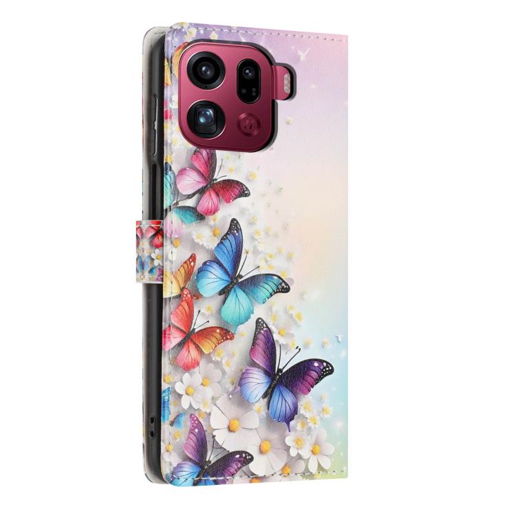 For OPPO Find X9 Pro Colorful Painting Vegan Leather Phone Case with Lanyard