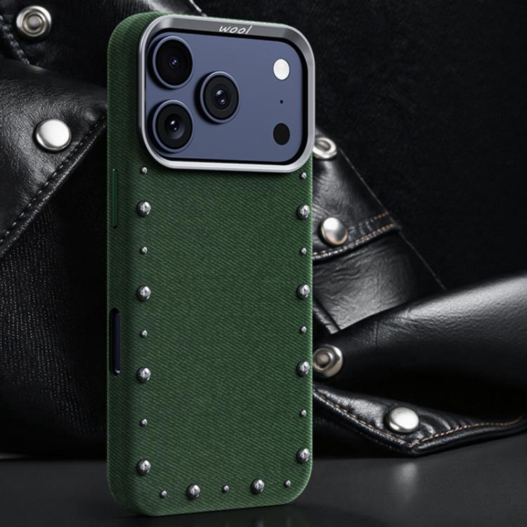 For iPhone 17 Pro Max Rivet Series Denim Texture Full Coverage Magnetic Phone Case