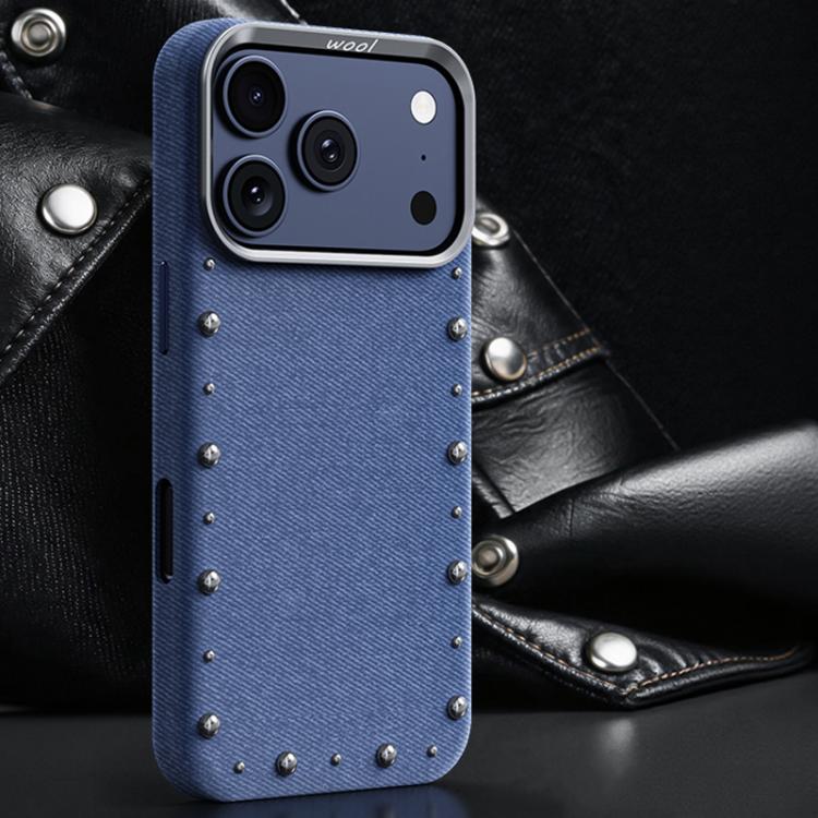 For iPhone 17 Pro Max Rivet Series Denim Texture Full Coverage Magnetic Phone Case