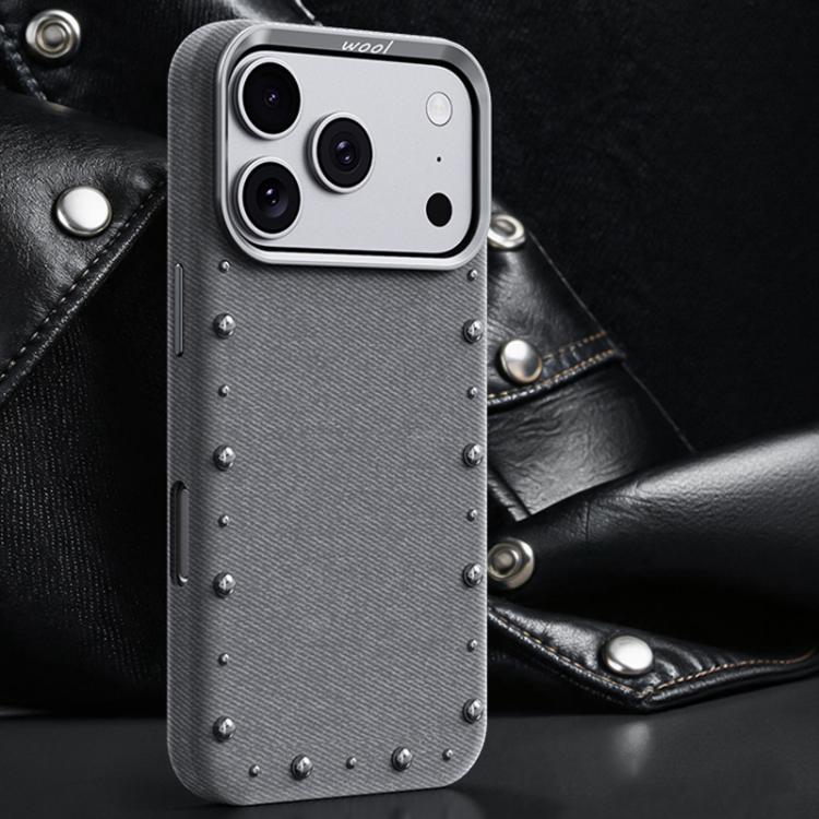 For iPhone 17 Pro Rivet Series Denim Texture Full Coverage Magnetic Phone Case