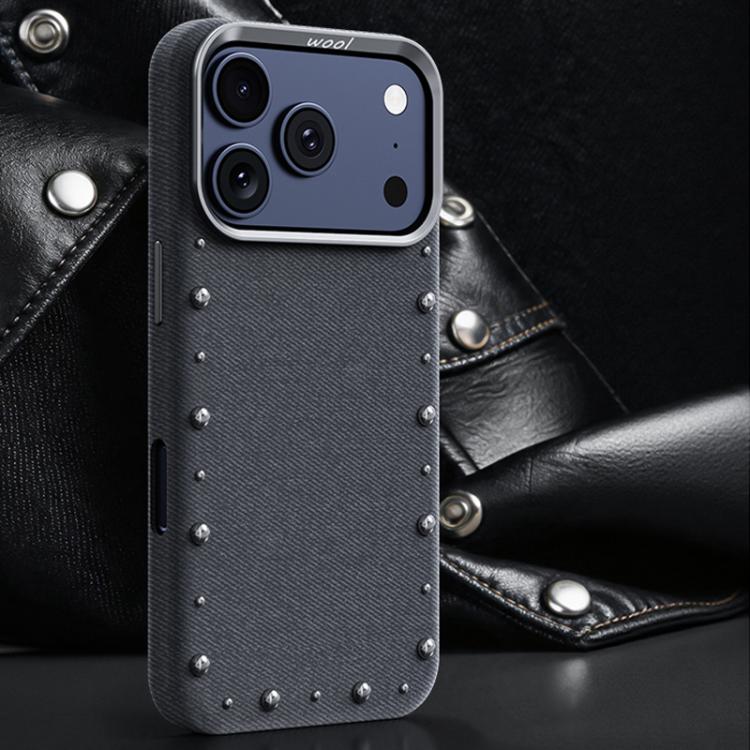 For iPhone 17 Pro Rivet Series Denim Texture Full Coverage Magnetic Phone Case