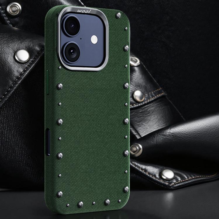 For iPhone 17 Rivet Series Denim Texture Full Coverage Magnetic Phone Case