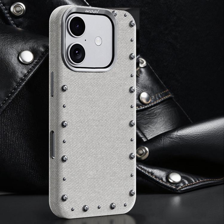 For iPhone 16 Plus Rivet Series Denim Texture Full Coverage Magnetic Phone Case